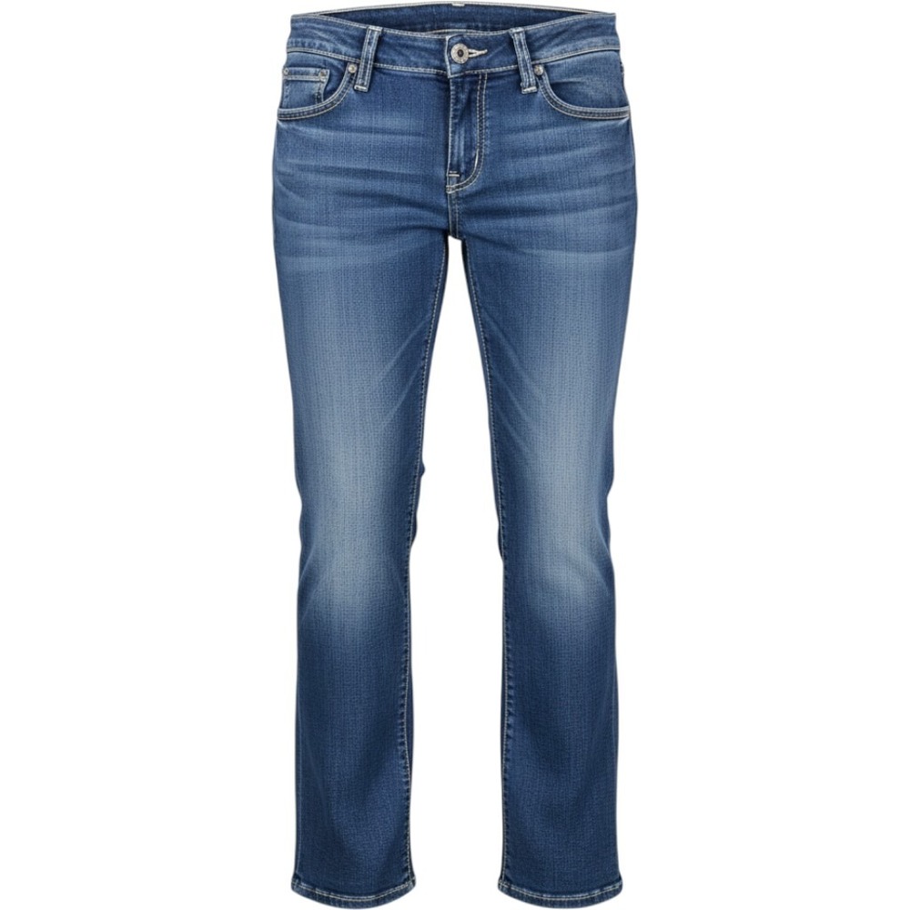 BKE Tenley Straight Leg Jeans Medium Wash Blue Denim 28x35.5 Low Rise flaw